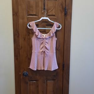 Maurices Solid Cinch Front Babydoll Tank Top